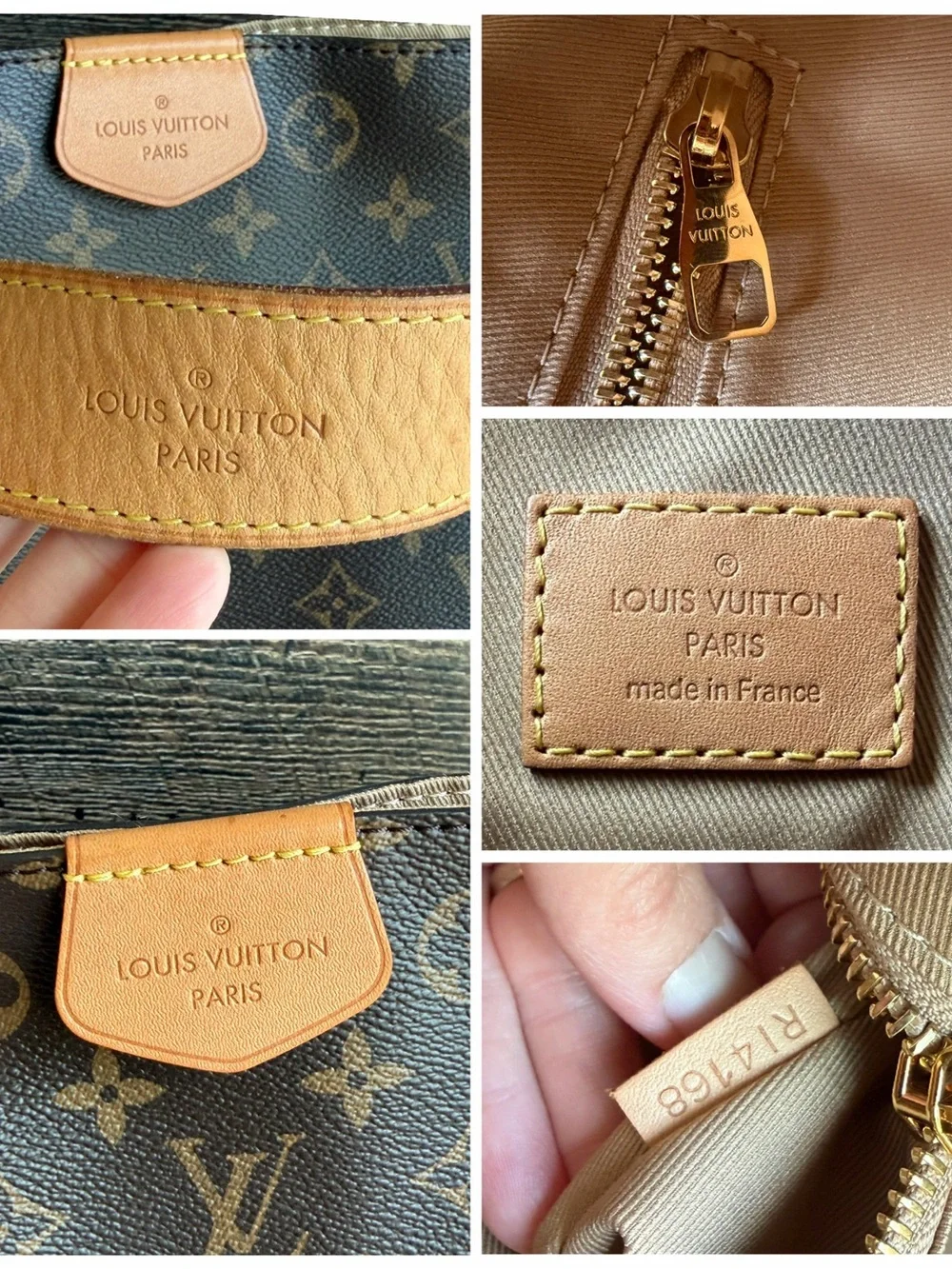 Authentic Louis Vuitton Graceful MM Monogram & Beige Canvas Shoulder Tote Purse